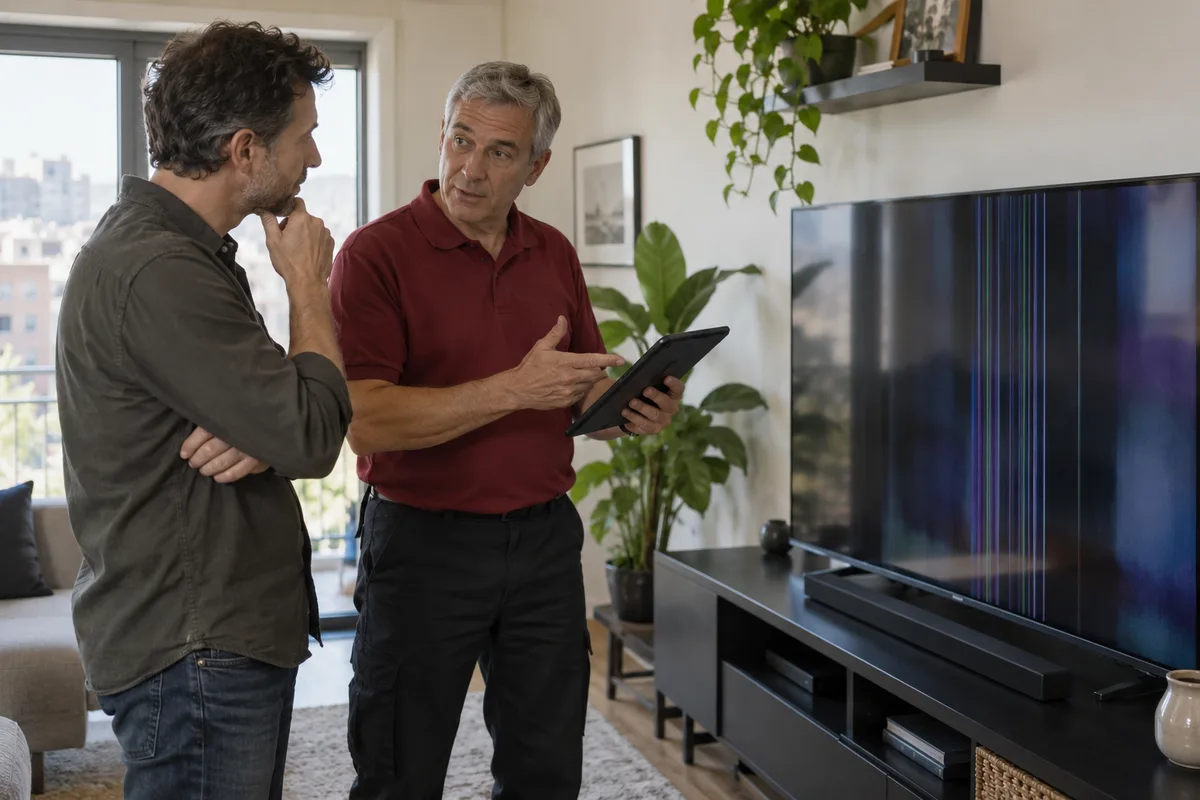 Fotografía de la etiqueta del modelo sin desmontar el televisor