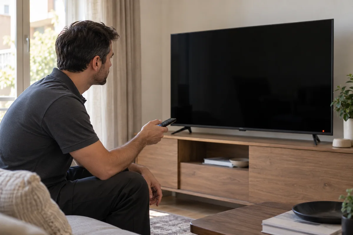 Fotografía de la etiqueta del modelo sin desmontar el televisor