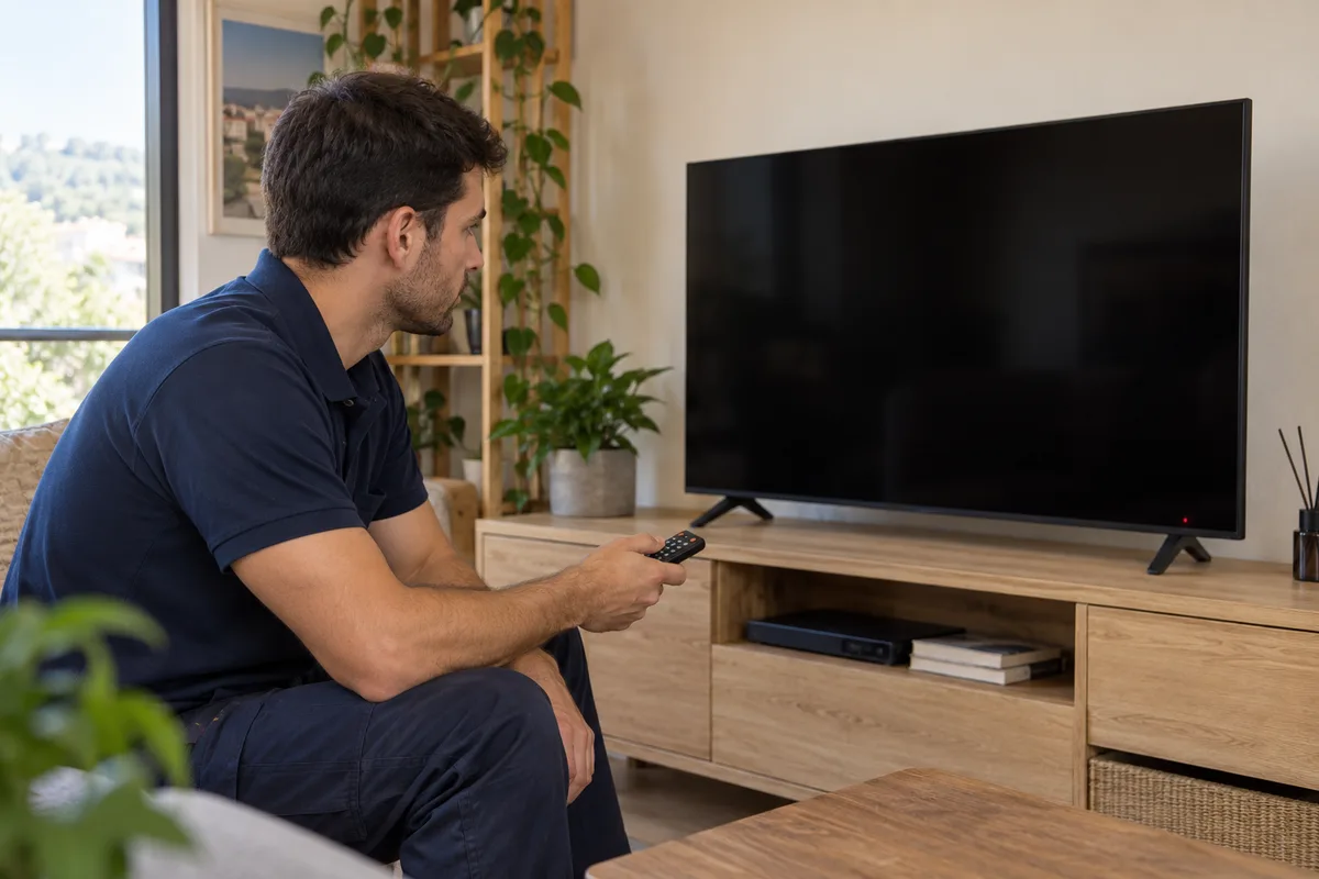 Fotografía de la etiqueta del modelo sin desmontar el televisor